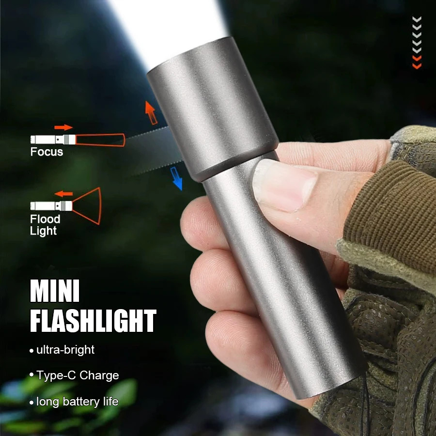 004 Mini Portable LED Flashlight USB Rechargeable Pocket Light-000971