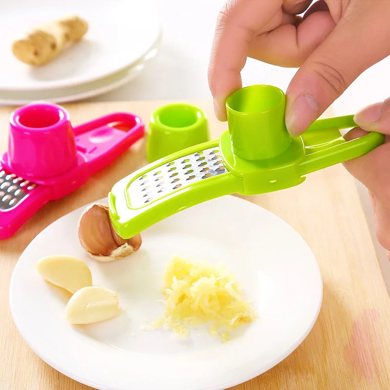 2Pcs Mini Garlic Grinder Creative Garlic Press Kitchen Garlic Mash Manual Garlic Mashing Green Kitchen Gadgets-000977