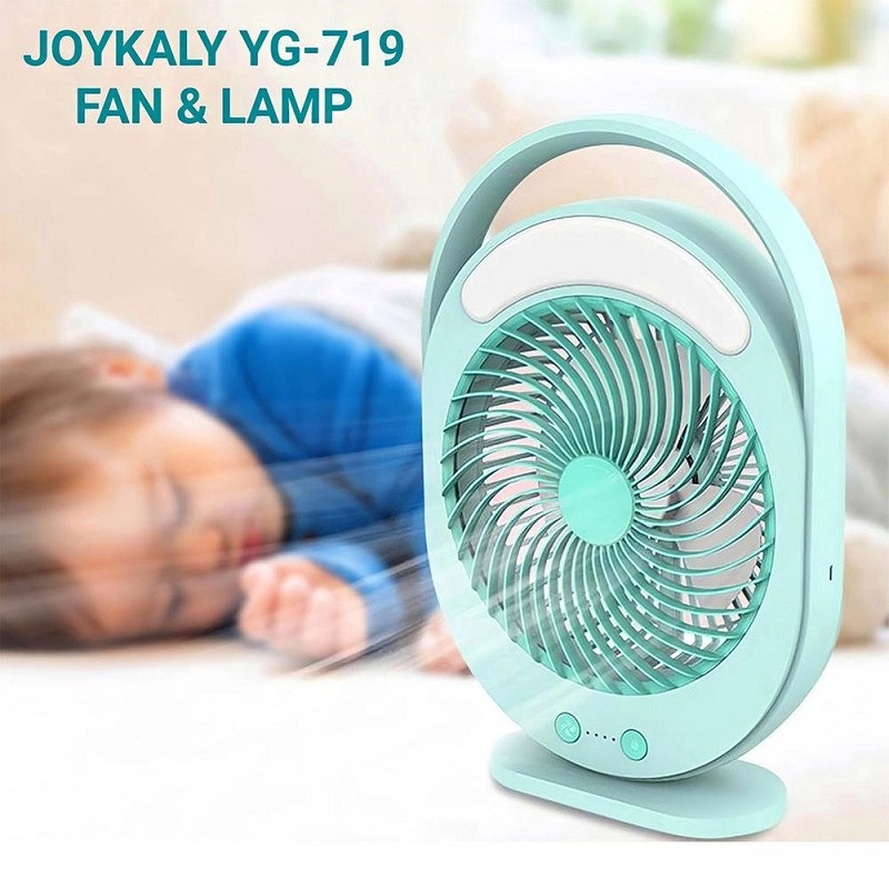 JOYKALY YG-719 Rechargeable  Strong Wind Desk Fan With LED Lamp_000498