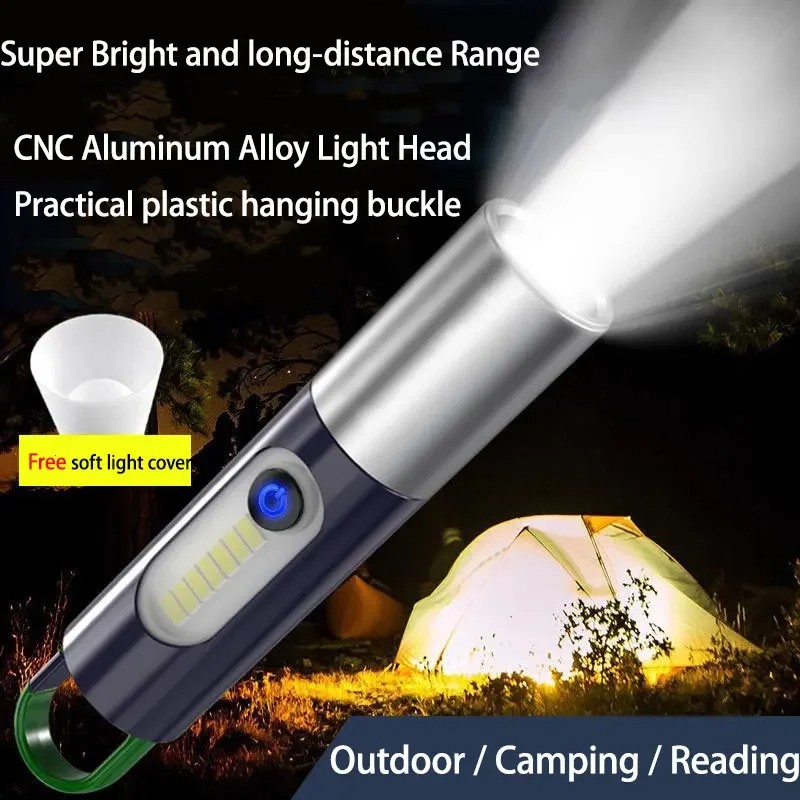 XST-836 Strong Zoom Light LED Flashlight Torch USB Rechargeable Lantern Outdoor Portable Camping Lamp with Hook-000220
