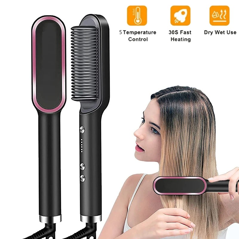 Hair Straightener Quick Heated Electric Hot Comb Hair Comb Personal Care Multifunctional Hairstyle Brush-HB033