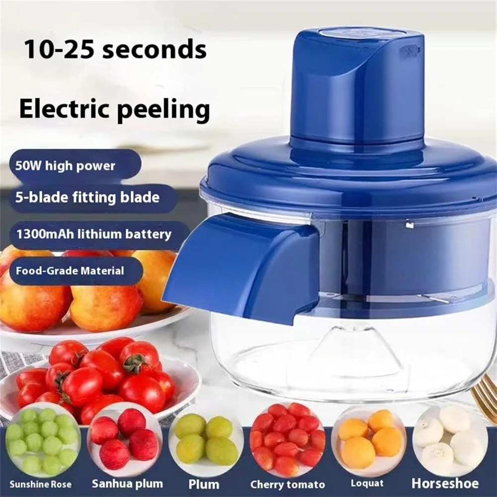 Automatic Vegetable Peeling Machine, Rechargeable Electric Fruit and Vegetable Peeler Suitable for Grapes, Cherry Tomatoes, Garlic - 000774