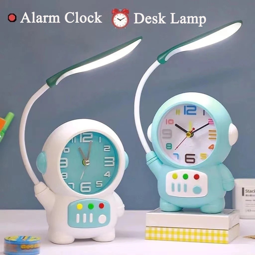 Cartoon Desk Lamp with Alarm Clock Desk Lamp Light Children Kids Reading Study Bedroom Living Room-000814