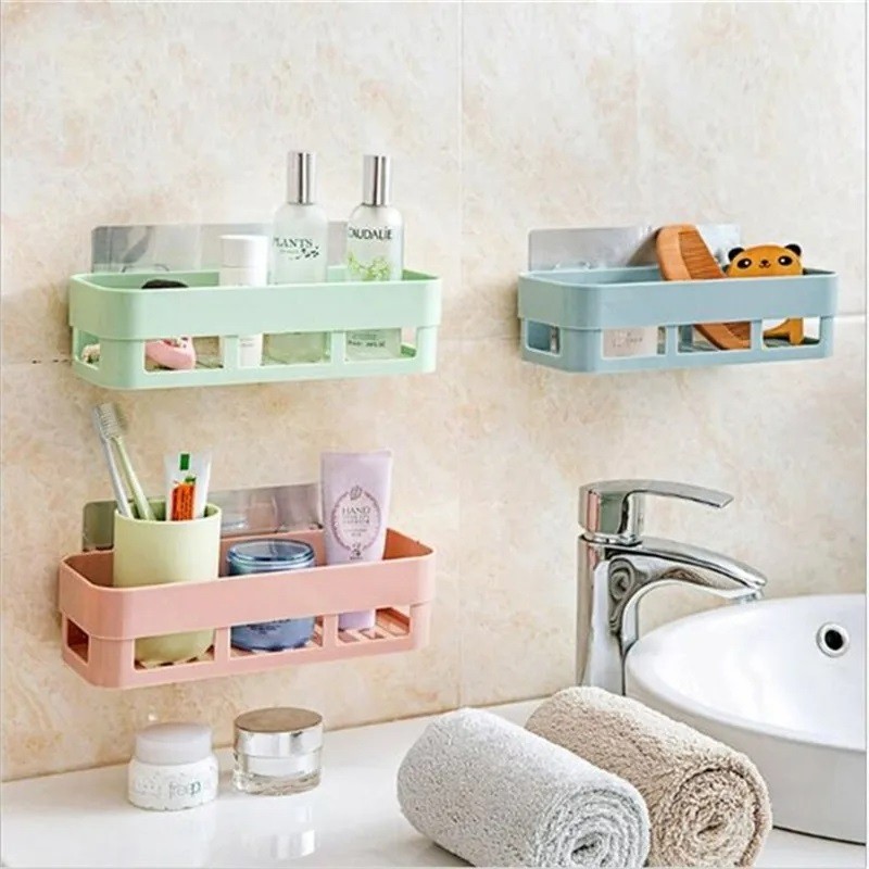 Bathroom Shelf Organizer Toilet Adhesive Shampoo Gel Storage Basket-HL049