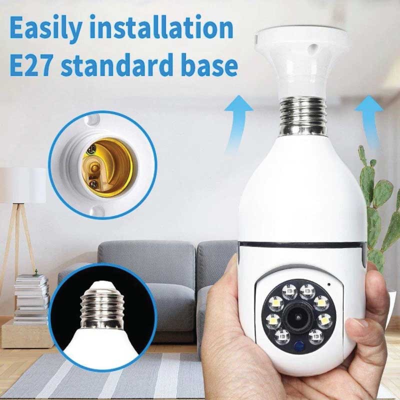 V380 Pro Bulb Camera  360° Smart Bulb WiFi Security Camera – 1080P Full HD Color Night Vision & Motion Tracking-000870
