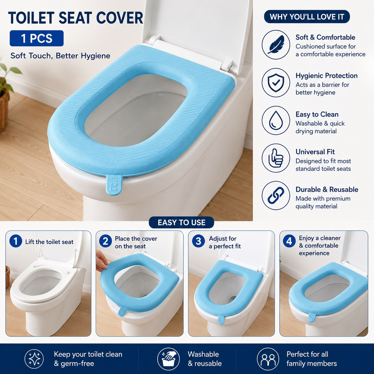 Waterproof Luxary Toilet Seat Cover – Soft, Washable & Warm Winter Toilet Cushion-000929